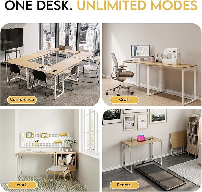 Folding Desk 40 Inch - Small Foldable Desk for Small Space Minimalist, Space Saving Collapsible Compact Desk Portable Table for Craft, Writing, Study and Work (No Assembly Required)-NeatNest