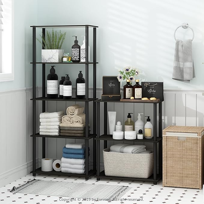 Furinno Turn-N-Tube Display Rack, 3-Tier Single, Espresso/Black-NeatNest