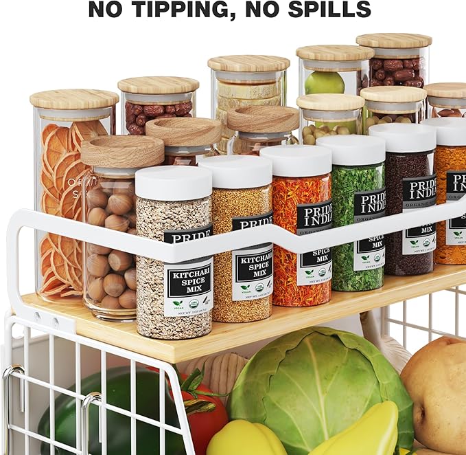 2 Pack Magnetic Shelf for Fridge with Wider & Thicker Magnet, Refrigerator Organizer Storage Basket for Fruit, Onion, Potato, Spice Rack, Kitchen, Laundry, Pantry (White, 13.77" X 6.77" X 11.81")