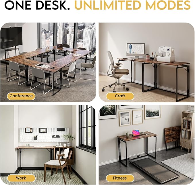 Folding Desk 40 Inch - No Assembly Small Foldable Desk for Small Space Minimalist, Space Saving Collapsible Compact Desks Portable Table for Craft, Writing, Study and Work-NeatNest