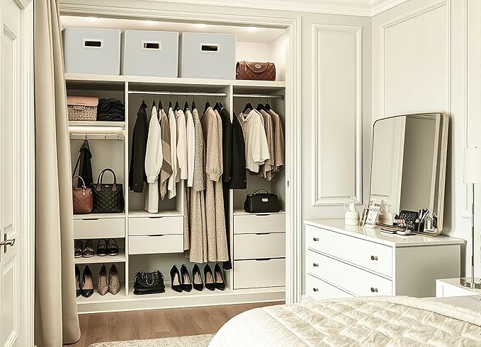 DECOMOMO Storage Bins for Shelves Robust Fabric Closet Bins for Shelves Toy Storage Clothes Books (Pack of 3 – Beige)-NeatNest