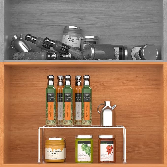 iPEGTOP Set of 6 Kitchen Cabinet Shelf Organizer, Medium (13 x 9.4 Inch) Bathroom Cabinet Organization Wire Shelf Rack, Rustproof Storage Space Saver Shelves for Countertops Pantries Utensils-NeatNest