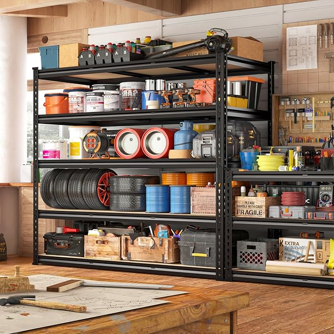 REIBII 48" W Garage Shelving Heavy Duty, 3000LBS Storage Shelves, 5-Tier Adjustable Metal Shelving, Garage Shelves Sturdy Industrial Shelf, Easy Assemble, 72" H x 48" W x 18" D-NeatNest