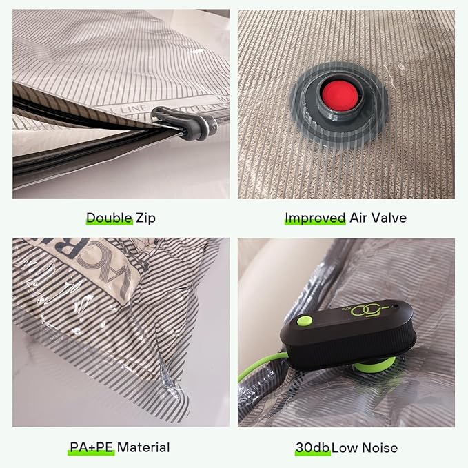 Travel Vacuum Storage Bags with USB Pump, 6 Pack Compression Packing Bags for Luggage and Suitcase,Space Saver Bags for Clothes and Clothing Travel-NeatNest