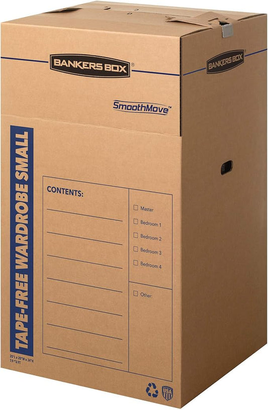 Bankers Box Short Wardrobe Box 3 Pack, Tape-Free Design, 20-in x 20-in x 34-in (7710401)-NeatNest