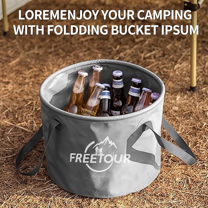 Baiao Collapsible Bucket 5 Gallon, Portable Collapsible Bucket with Handle, Folding Water Container for Fishing Camping Beach Hiking Home Travel Car Washing(Grey 20L)-NeatNest