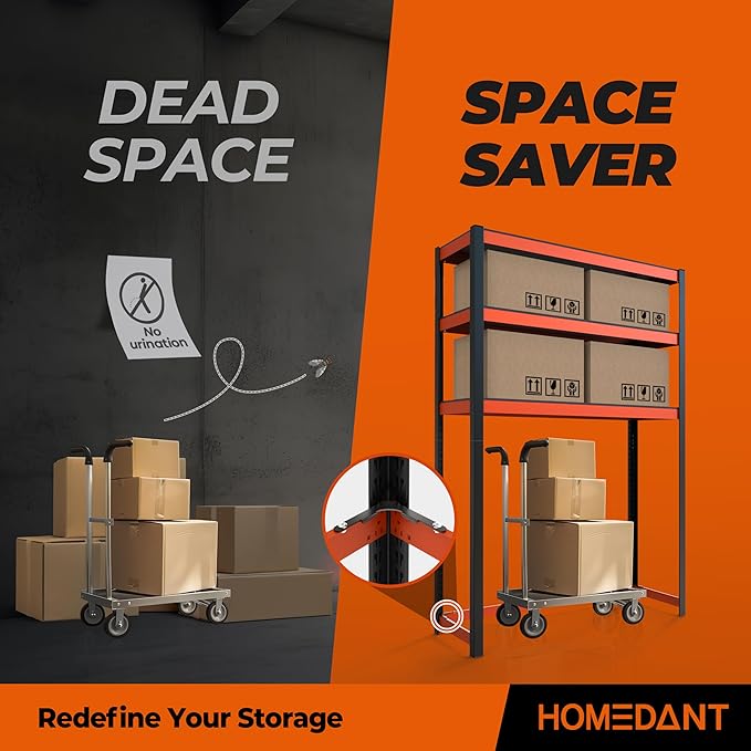 HOMEDANT House 5-Tier Orange-Black 48.1" W x 16.5" D x 71.3" H Laminated Metal Shelving Unit Adjustable Storage Utility Rack Heavy Duty Shelves Organization Shelf Kitchen Garage Pantry Closet 1Pack-NeatNest