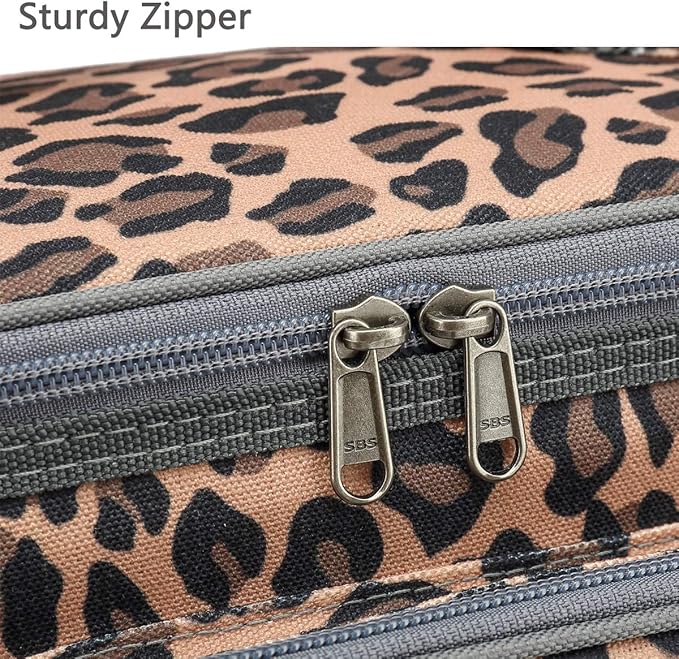 FlowFly Insulated Reusable Lunch Bag Adult Large Lunch Box for Women and Men with Adjustable Shoulder Strap,Front Zipper Pocket and Dual Large Mesh Side Pockets,Leopard-NeatNest