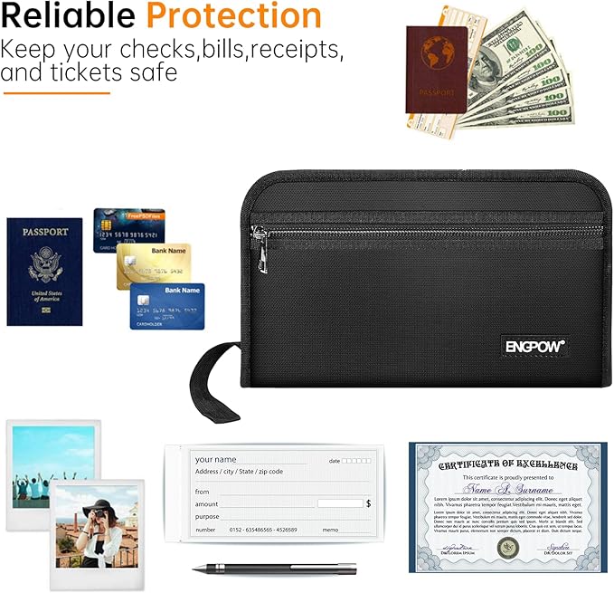 ENGPOW Receipt Coupon Organizer,Fireproof 13 Pockets Expanding File Folder Small Accordian File Organizer,Portable Filing Wallet Holder with Zipper & Labels for A5 Size Files and More(11.4" x 6.7")