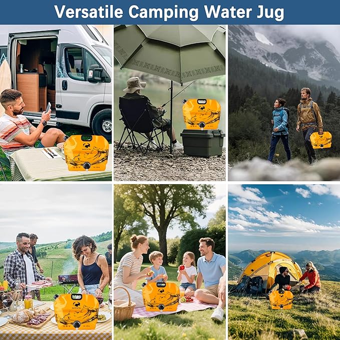 Camping Water Jug 2.1 Gallon CollapsibleWater Container Portable Water Bag for TravelOutdoor Hiking BPA Free Lightweight (Orange (2.1 Gal), 1)-NeatNest