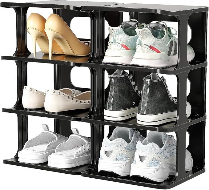 HAIXIN Vertical Narrow Tall Shoe Rack for Front Door Entrance, 7-Tier Sturdy Stackable Shoe Rack Organizer for Closet Entryway, Corner Shoe Storage Shelf Shoe Cubby-NeatNest
