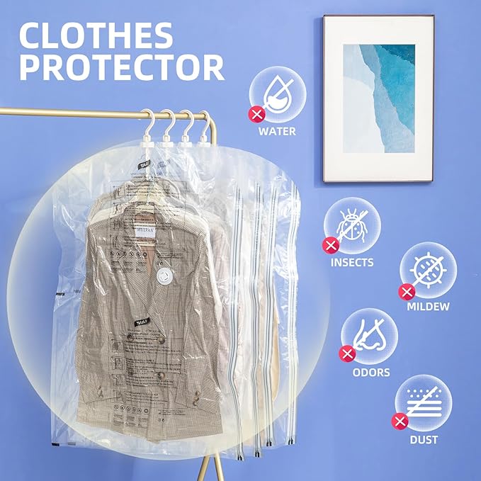 Hanging Vacuum Storage Bags, 4 Pack (41.3 x27.6 inch), Vacuum Seal Bags for Clothing, Space Saver Garment for Short Clothes, Jacket, Suits, Dresses, Closet Oragnization and Storage-NeatNest