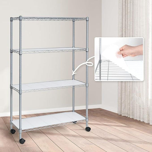 CAPHAUS NSF Adjustable Shelves Metal Wire Shelving Unit w/Liners, Kitchen Storage Shelving, Metal Steel Storage Shelving, Garage Shelving Storage Organizer, Utility Shelf, 4-Tier W/Wheels, Silver-NeatNest