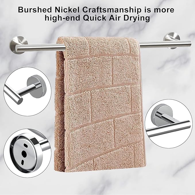 Cilee 8 Piece Polished Chrome Bathroom Hardware Set, 24inch Bathroom Towel bar+Towel Ring+Toilet Paper Holder+ Robe Towel Hook, SUS304 Stainless Steel Bathroom Accessory Set-NeatNest