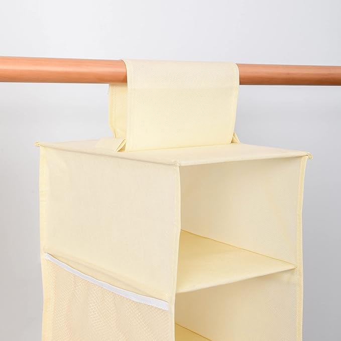 Hanging Shoe Organizer for Closet with Side Mesh Pockets，Hat Racks for Baseball Caps，Shoe and Hat Holder & Storage，8-Shelf，Beige，1 Pack-NeatNest