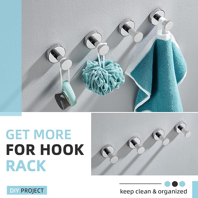 Angle Simple Single Bath Towel Hook, SUS304 Stainless Steel Round Coat Hook Wall Mounted, Robe Hanger for Kitchen Bathroom Polished Chrome