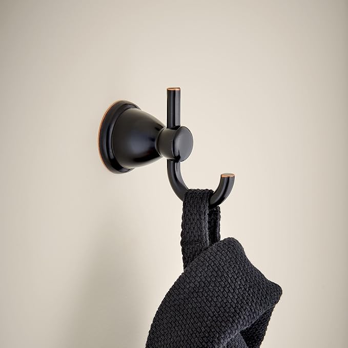 Franklin Brass Kinla (1-Pack) Towel Hooks Oil Rubbed Bronze Bathroom Double J-Hooks Wall Mounted for Robes & Towels 2-Prong Hand Towel Hook Holder Kitchen, Bath, Bathroom Accessories KIN35-ORB-1