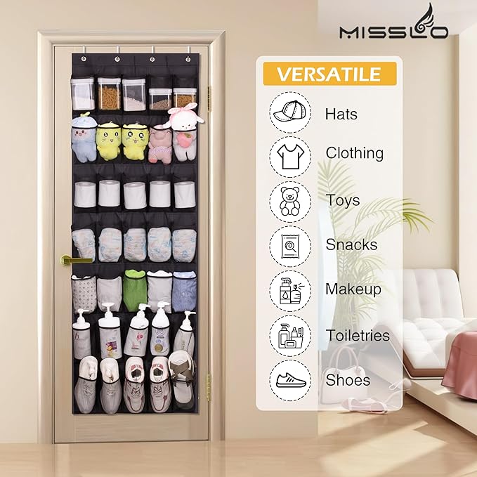 MISSLO 35 Large Pockets Over the Door Shoe Rack for Door Sturdy Oxford Over the Door Shoe Organizer Closet Hanging Shoe Holder Hanger-NeatNest