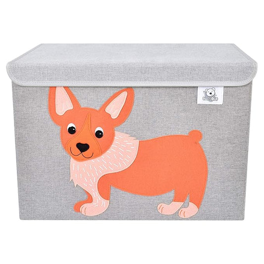 CLCROBD Foldable Large Kids Toy Chest with Flip-Top Lid, Collapsible Fabric Animal Toy Storage Organizer/Bin/Box/Basket/Trunk for Toddler, Children and Baby Nursery (Dog)-NeatNest