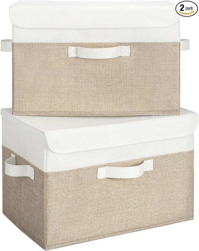 GRANNY SAYS Storage Bins with Lids, Decorative Storage Boxes, Clothes Stoarge Bins, Shelf Baskets, Closet Storage Bins for Clothing, Collapsible Storage and Organization, 2-Pack-NeatNest