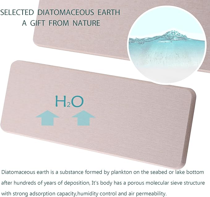 2 Pcs Water Absorbing Stone Trays, Kitchen/Bathroom Sink Soap Dish, Diatomite Tray Used for Hand Soap & Cosmetic Bottles in The Modern Home, 3.15" W x 8.7" L, Light Gray-NeatNest