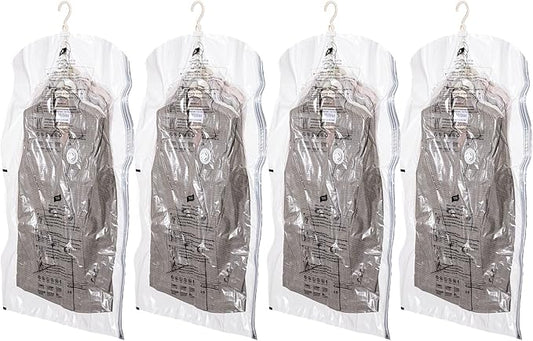 Hanging Vacuum Storage Bags, 4 Pack (41.3 x27.6 inch), Vacuum Seal Bags for Clothing, Space Saver Garment for Short Clothes, Jacket, Suits, Dresses, Closet Oragnization and Storage-NeatNest