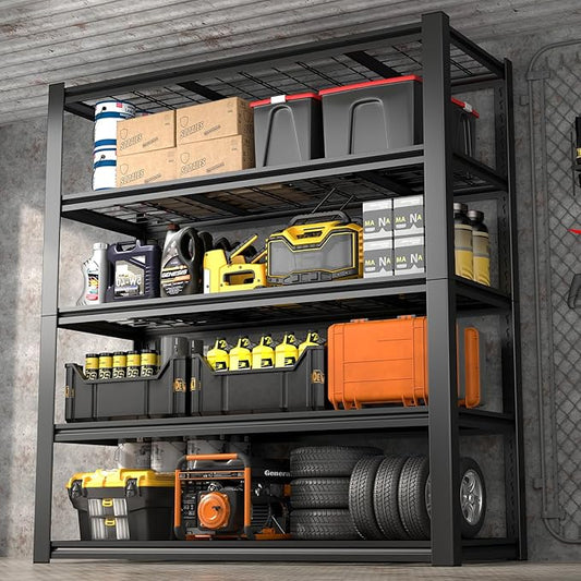 Garage Shelf,Heavy Duty Storage Rack Load 3000lb,5-Tier Metal Garage Shelving for Kitchen,Basement,24" D x 47" W x 84" H