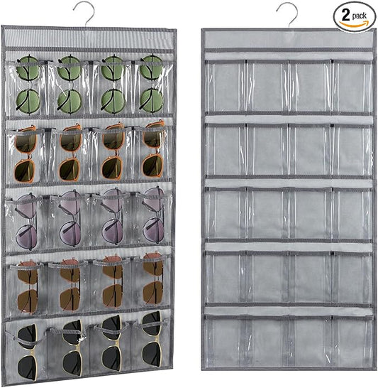 2 Pcs Sunglasses Organizer Storage Sunglass Holder for Wall Hanging Eyeglass Organizer for Multiple Glasses (GRAY)-NeatNest
