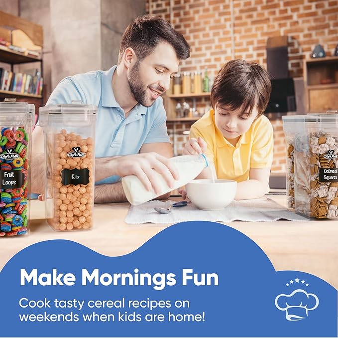 Cereal Containers Storage Set Large (4L,135.2 Oz), Airtight Food Storage Containers for Kitchen & Pantry Organization, Cereal Storage Container Set for Crunchiness, BPA Free Dispenser Keepers (4)-NeatNest