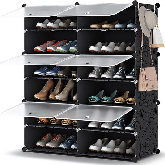 HOMIDEC Shoe Rack Organizer, 6 Tier Storage Cabinet 24 Pair Plastic Shoe Shelves for Closet Hallway Bedroom Entryway-NeatNest