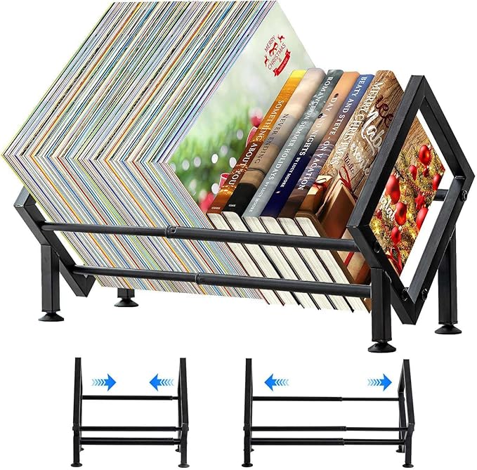 ENCIMART Adjustable Desktop Bookshelf for Desk Book Organizer, Tilting Tabletop Bookshelf in Office Home/Living Room, Vinyl Record Storage Holder Book Rack for Magazine/CDs/Books/Vinyls Display-NeatNest