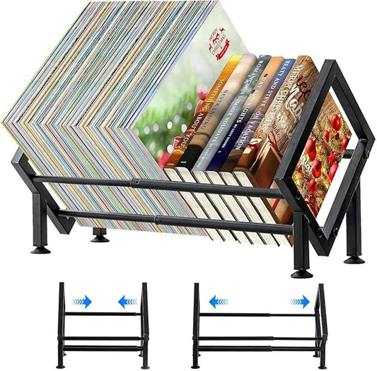 ENCIMART Adjustable Desktop Bookshelf for Desk Book Organizer, Tilting Tabletop Bookshelf in Office Home/Living Room, Vinyl Record Storage Holder Book Rack for Magazine/CDs/Books/Vinyls Display-NeatNest