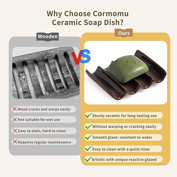 Ceramic Bar Soap Dish and Savers for Bathroom, Shower and Kitchen, Japanese Self Drain Soap Holder, Purple-NeatNest