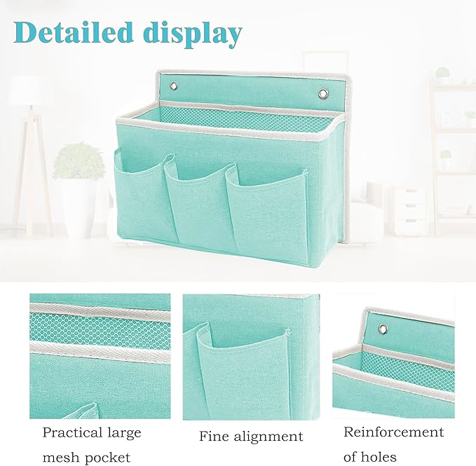 2-Pack Wall Hanging Organizer Bag/Hanging Baskets with Large Mesh Compartment & 3 Pockets，Over the Door Organizer Space Saving Storage for Bedroom,RV Camper, Closet (Green -2 Pack)-NeatNest