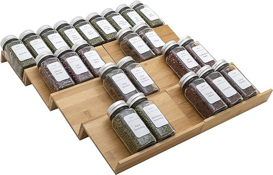 Bamboo Spice Rack Drawer Organizer - 8 Piece Set - 8" or 16" Wide-NeatNest