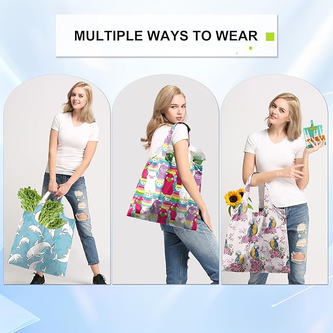 BeeGreen Reusable Grocery Bags 6 Pack, Heavy Duty Totes for Women, Foldable Grocery Bag Large Shopping Totes with Handles for Work, Travel, Gift, Store, Polyester Washable Reusable Tote Bag-NeatNest