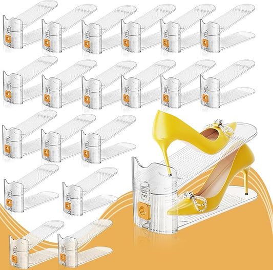 Shoe Slots Organizer for Closet, Shoe Stacker Organizer Double Layer Stack Shoe Rack, Shoe Display Shelf 50% Space Saver Storage Holder for Closet, 20PACK-NeatNest