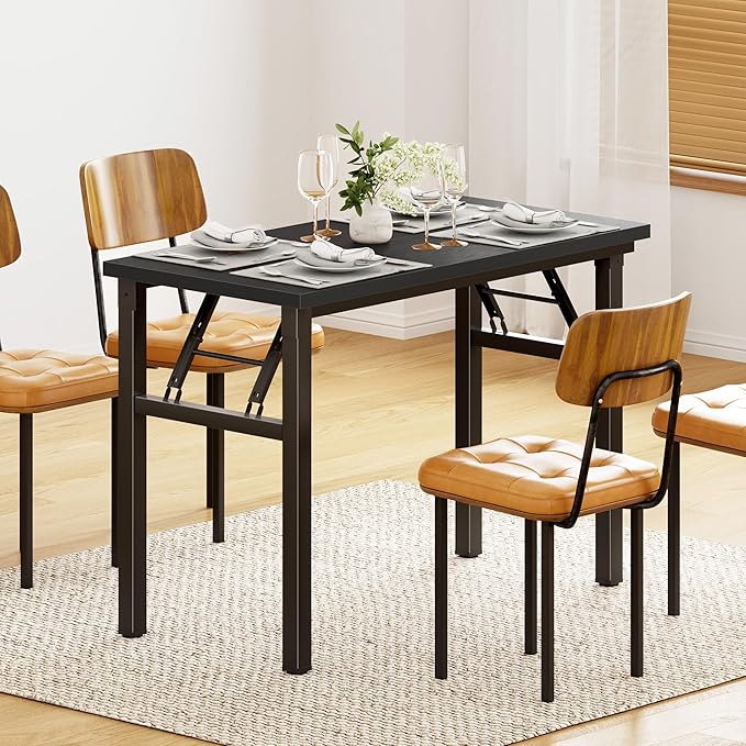 DlandHome 31.5 inches Small Computer Desk for Home Office Folding Table Writing Table for Small Spaces Study Table Laptop Desk No Assembly Required Black DND-AC5CB-8040-NeatNest