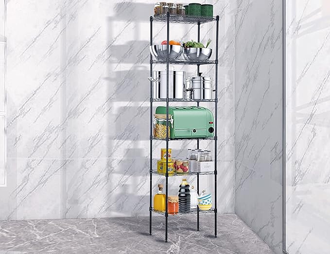 6-Tier Metal Wire Shelf Storage Rack NSF Certified, 17"L x 12"W x 63"H, Modern Style, 6 Shelves, 600 Lbs Capacity, Kitchen & Garage