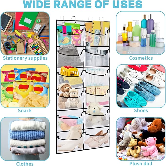 2 Packs Over the Door Shoe Organizer, 24 Extra Large Mesh Pockets Hanging Shoe Boots Rack Holder, Closet Hanging Organizers for Storage Sneakers High Heeled Shoes Slippers (White)-NeatNest