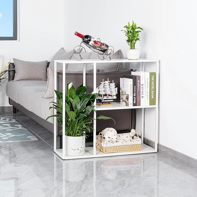HDANI Console Table, Narrow Entryway Table, 3 Tier Metal Hallway Table, 9.8''Dx31.5''Wx29.7''H(White)-NeatNest