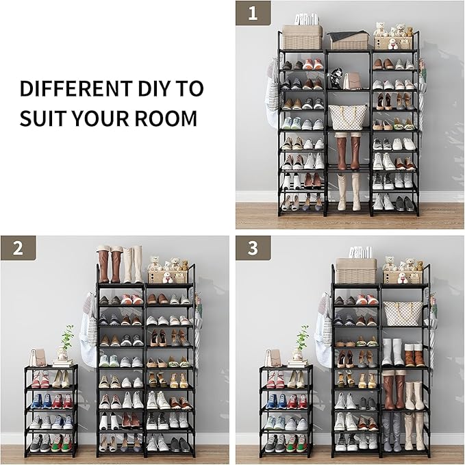 Kottwca 9-Tier Metal Shoe Rack Organizer for 50-55 Pairs - Space Saving Shoe Storage Shelf for Entryway, Closet, Bedroom, Hallway-NeatNest