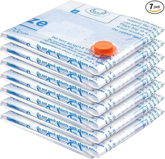 Vacuum Storage Bags 7 Jumbo, Space Saver Sealer Bags,Plastic Packaging Bags,Compression Bags for Clothes, Pillows, Comforters, Blankets, Bedding,No pump included-NeatNest