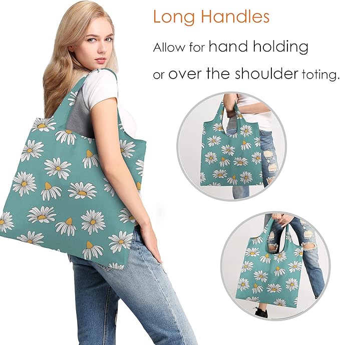 BeeGreen 6 Pack Bulk Foldable Packable Tote Bags for Women - Reusable Grocery Bags Shopping Bag with Pouch, Large Machine Washable Gifts with Handles for Travel,Beach,Holiday-NeatNest