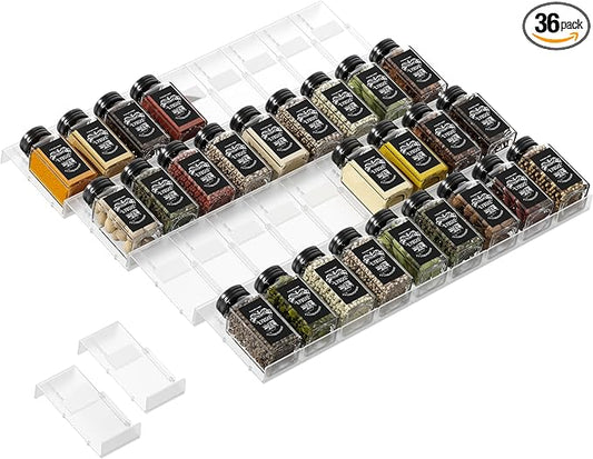 Famhap Spice Drawer Organizer, 36PCS Interlocking Expandable Seasoning Rack Tray Insert for Kitchen Drawers, Spice Rack Drawer for Spice Jars-NeatNest