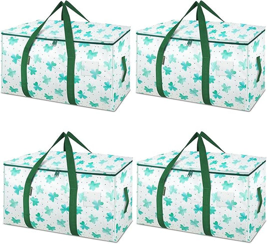 BALEINE 4-Pack Oversized Moving Bags with Reinforced Handles, Heavy-Duty Storage Tote for Clothes, Moving Supplies (Clover, 4-Pack)-NeatNest
