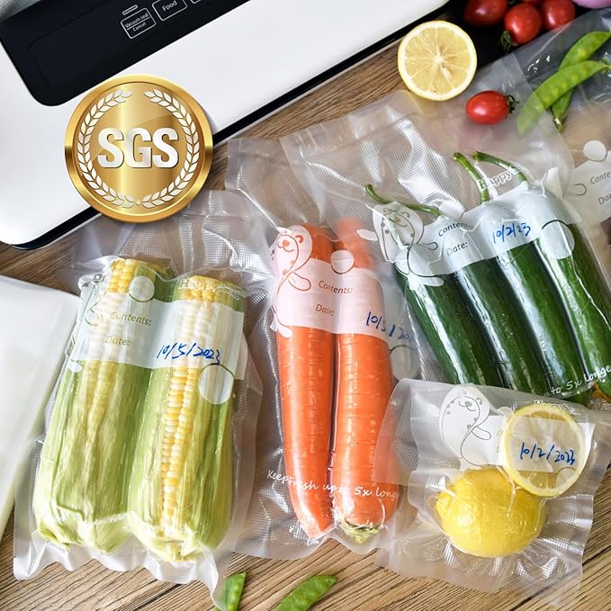 Happy Seal Vacuum Sealer Bags 8" x 12" 100 Quart Size for Food, Pre-cut Food Saver Airtight Vac Storage, Meal Prep or Sous Vide, Commercial Grade Vacuum Seal Freezer Bags-NeatNest
