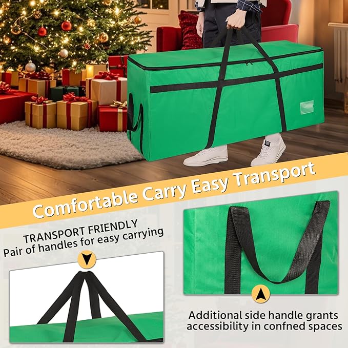 7.5 ft Christmas Tree Storage Bag, Heavy Duty Christmas Tree Bag with Reinforced Handles and Dual Zippers Wide Opening, Large Capacity fits for Artificial Christmas Tree (Green, 7.5 ft)-NeatNest