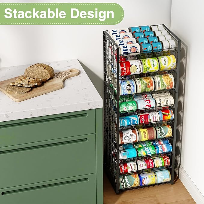 JKsmart 3-Tier Stackable Can Rack Organizer for Pantry, Adjustable Can Storage Holder for Various Ounces of Canned food Soda Drinks, Can Dispenser for Kitchen Cupboard Cabinet, 2 Pack-NeatNest