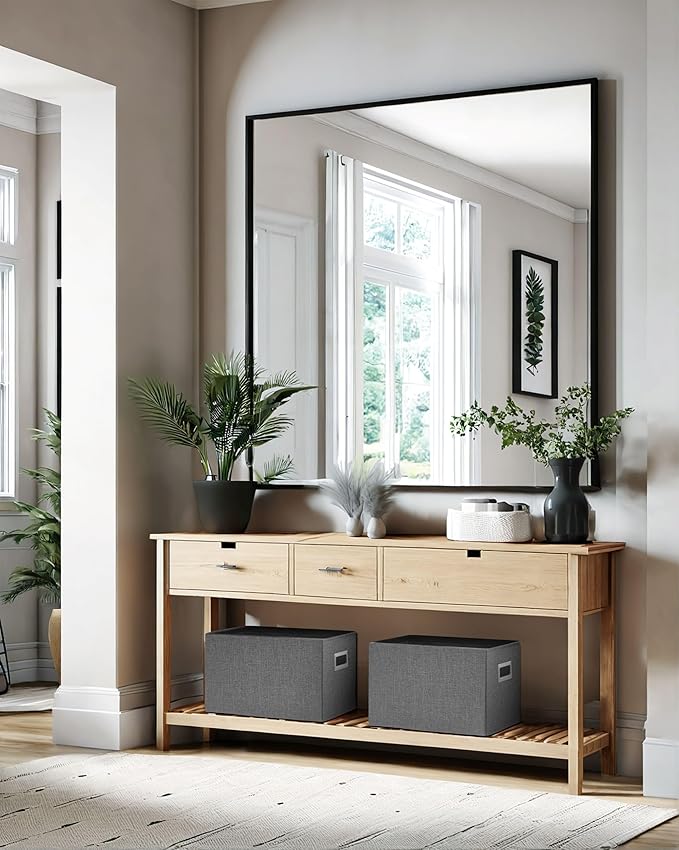 DECOMOMO Storage Bins for Shelves Robust Fabric Closet Bins for Shelves Toy Storage Clothes Books (Pack of 3 – Charcoal)-NeatNest